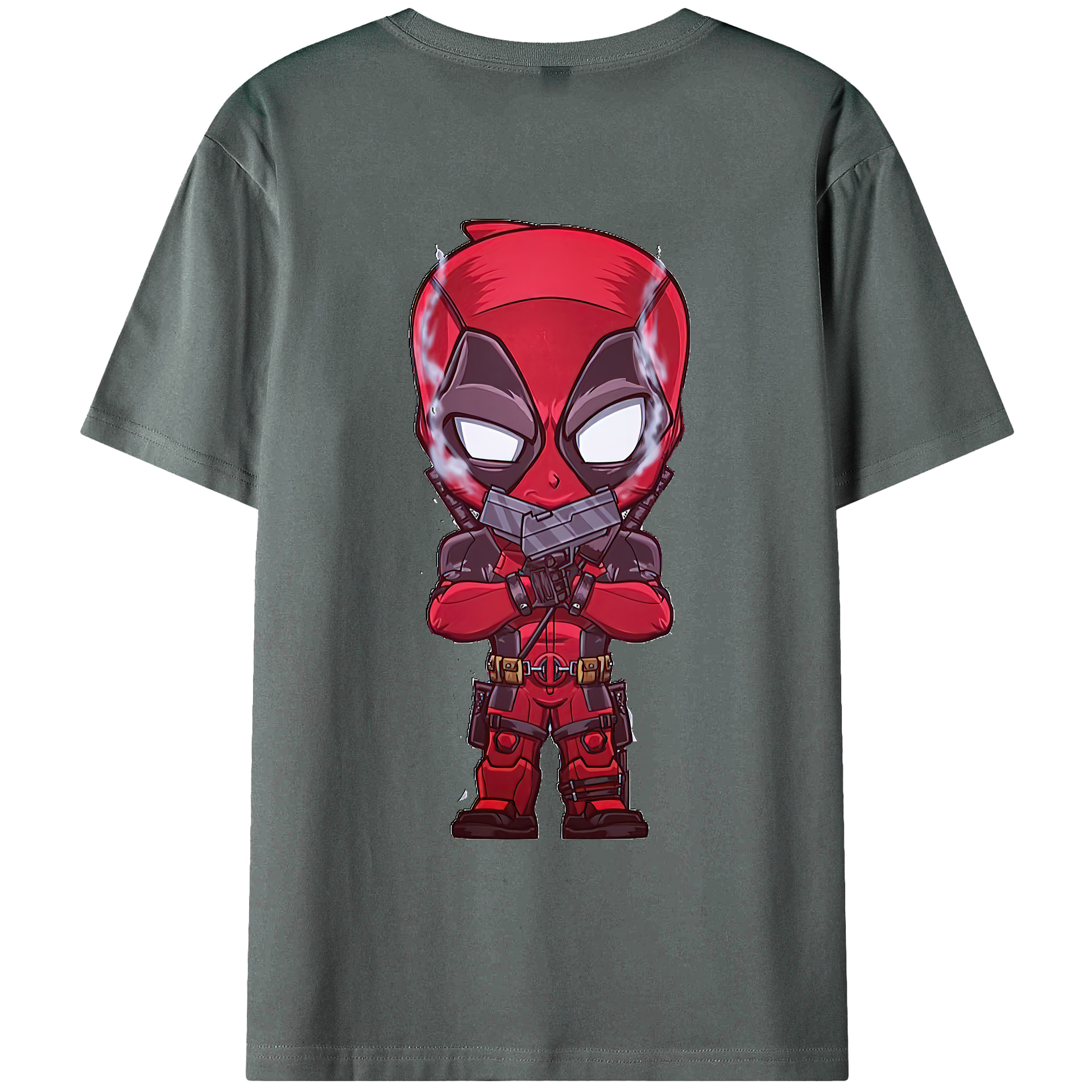 （画像用） Deadpool デッドプール 綿100％ メンズ半袖Tシャツ（バックプリント） 通気性